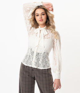 UNIQUE VINTAGE- LACE BLOUSE IN BLACK OR WHITE