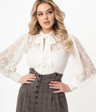 Load image into Gallery viewer, UNIQUE VINTAGE- LACE BLOUSE IN BLACK OR WHITE
