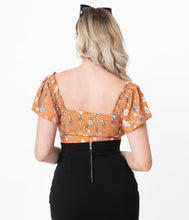 Load image into Gallery viewer, UNIQUE VINTAGE-  FLORAL BLOUSE IN BURGUNDY OR MUSTARD

