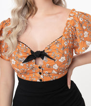 Load image into Gallery viewer, UNIQUE VINTAGE-  FLORAL BLOUSE IN BURGUNDY OR MUSTARD
