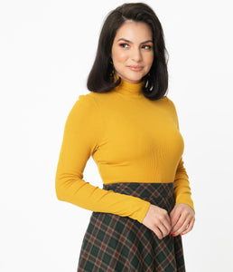 UNIQUE VINTAGE- MUSTARD TURTLENECK
