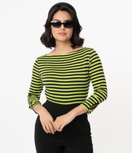 Load image into Gallery viewer, FINAL SALE UNIQUE VINTAGE- NEON STRIPE 3/4 SLEEVE TOP
