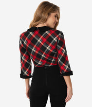 Load image into Gallery viewer, FINAL SALE UNIQUE VINTAGE- PLAID 3/4 SLEEVE TOP
