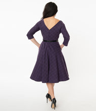 Load image into Gallery viewer, UNIQUE VINTAGE- PURPLE PLAID DRESS
