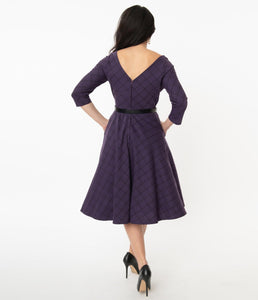 UNIQUE VINTAGE- PURPLE PLAID DRESS