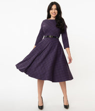 Load image into Gallery viewer, UNIQUE VINTAGE- PURPLE PLAID DRESS
