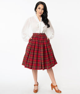 UNIQUE VINTAGE- RED PLAID SKIRT
