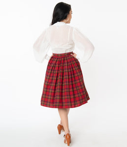 UNIQUE VINTAGE- RED PLAID SKIRT