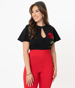 FINAL SALE UNIQUE VINTAGE- ROSE BLOUSE