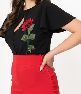 FINAL SALE UNIQUE VINTAGE- ROSE BLOUSE