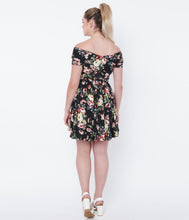 Load image into Gallery viewer, UNIQUE VINTAGE- OFF SHOULDER FLORAL MINI DRESS
