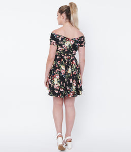 UNIQUE VINTAGE- OFF SHOULDER FLORAL MINI DRESS