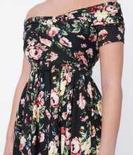 Load image into Gallery viewer, UNIQUE VINTAGE- OFF SHOULDER FLORAL MINI DRESS
