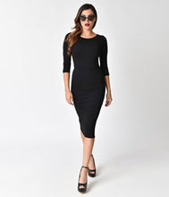 Load image into Gallery viewer, UNIQUE VINTAGE- LONG SLEEVE MOD WIGGLE DRESS
