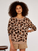 Load image into Gallery viewer, FINAL SALE APRICOT- ANIMAL PRINT OPEN BACK SWEATER
