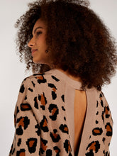 Load image into Gallery viewer, FINAL SALE APRICOT- ANIMAL PRINT OPEN BACK SWEATER
