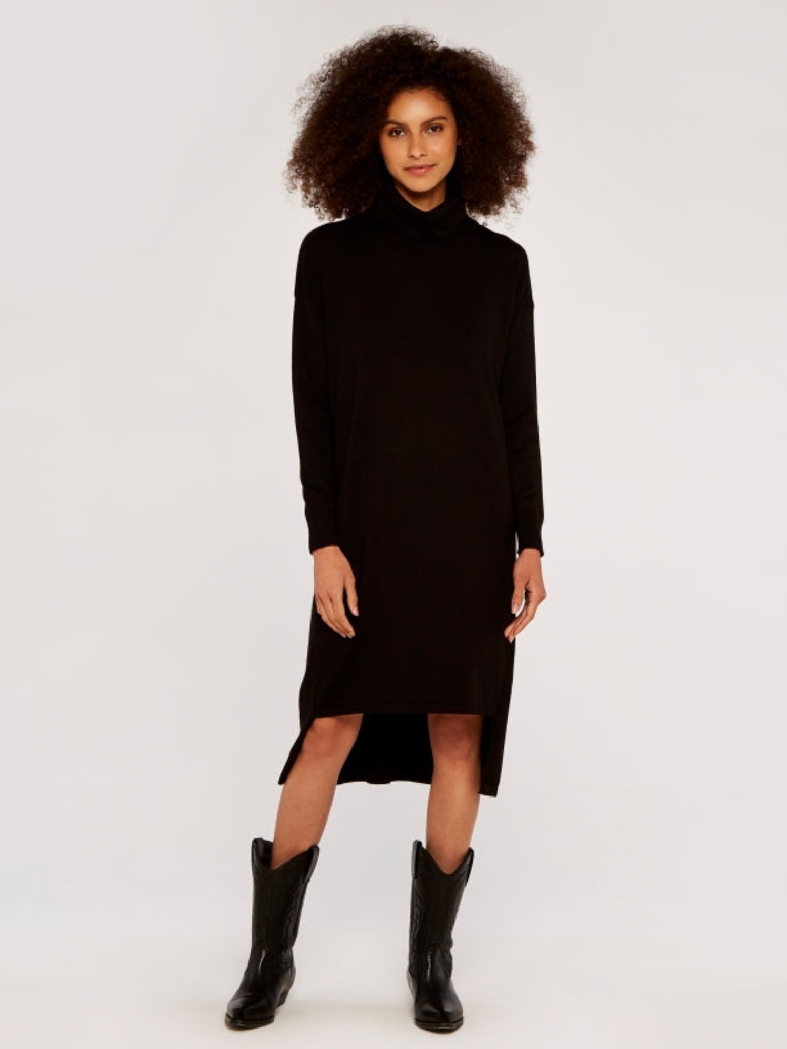 APRICOT- BLACK KNIT DRESS HepKat Clothing APRICOT- BLACK KNIT DRESS HepKat Clothing