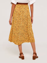 Load image into Gallery viewer, APRICOT- YELLOW FLORAL BELTED SKIRT
