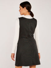 Load image into Gallery viewer, APRICOT- RETRO GEO DROPLETS FAUX WRAP DRESS
