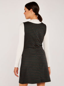 APRICOT- RETRO GEO DROPLETS FAUX WRAP DRESS