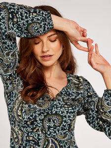 APRICOT- PAISLEY MIDI DRESS