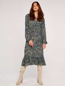 APRICOT- PAISLEY MIDI DRESS
