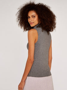 FINAL SALE APRICOT- GREY SLEEVELESS KNIT TOP