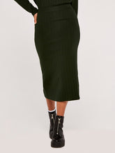 Load image into Gallery viewer, FINAL SALE APRICOT- KNIT RIBBED SKIRT IN GREEN OR STONE
