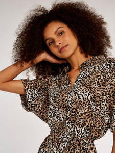 APRICOT- LEOPARD SHIRT DRESS