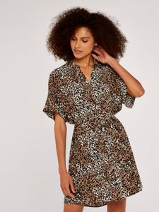 APRICOT- LEOPARD SHIRT DRESS