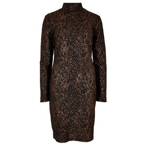 APRICOT- FOILED BRONZE ANIMAL PRINT DRESS HepKat Clothing APRICOT- FOILED BRONZE ANIMAL PRINT DRESS HepKat Clothing