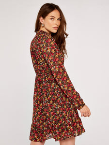 APRICOT- ORANGE DITSY FLORAL DRESS