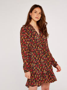 APRICOT- ORANGE DITSY FLORAL DRESS