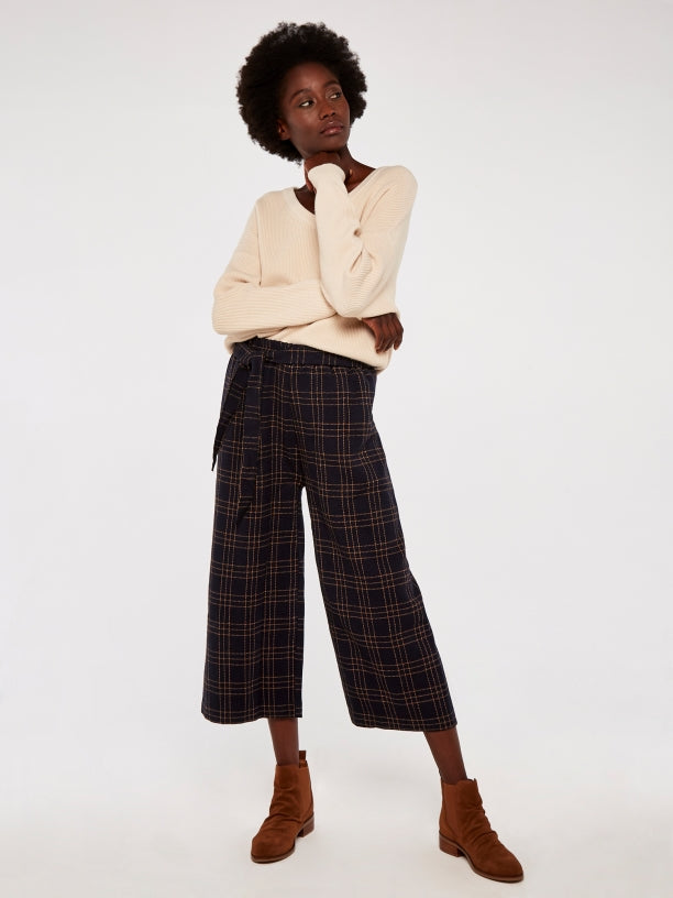 APRICOT- NAVY PLAID CULOTTES