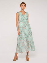 Load image into Gallery viewer, APRICOT- PLEATED FLORAL DRESS MINT OR NAVY
