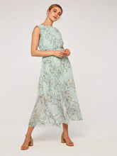 Load image into Gallery viewer, APRICOT- PLEATED FLORAL DRESS MINT OR NAVY
