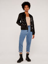 Load image into Gallery viewer, APRICOT- SEQUIN BOMBER JACKET
