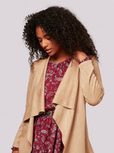 Load image into Gallery viewer, FINAL SALE APRICOT- SUEDETTE WATERFALL JACKET
