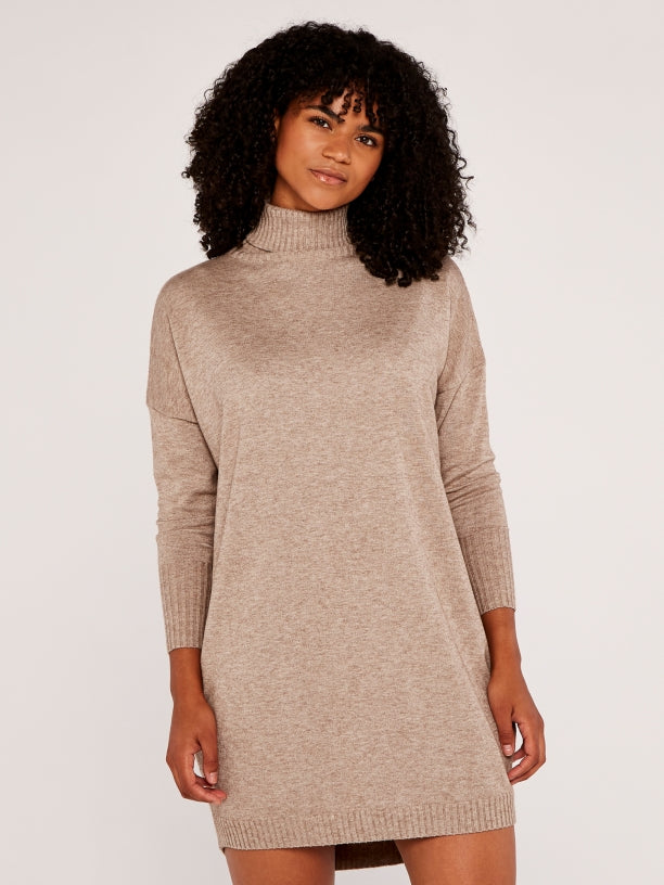 APRICOT- TURTLENECK SWEATERDRESS