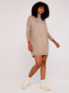 APRICOT- TURTLENECK SWEATERDRESS
