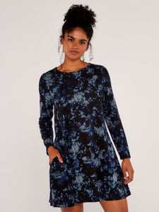 APRICOT- TIE DYE DRESS BLUE OR GREY HepKat Clothing APRICOT- TIE DYE DRESS BLUE OR GREY HepKat Clothing