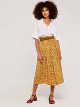 Load image into Gallery viewer, APRICOT- YELLOW FLORAL BELTED SKIRT
