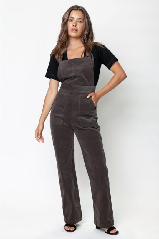 CAMEO- CORDUROY OVERALLS BLACK AND OLIVE