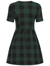Load image into Gallery viewer, COLLECTIF- GREEN PLAID DRESS

