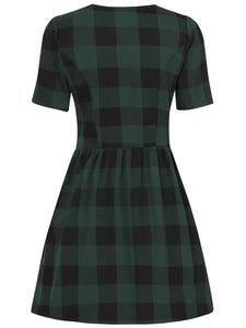 COLLECTIF- GREEN PLAID DRESS
