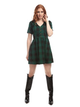 Load image into Gallery viewer, FINAL SALE COLLECTIF- GREEN PLAID DRESS
