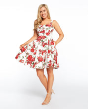 Load image into Gallery viewer, EVA ROSE- RED ROSES ON WHITE DRESS
