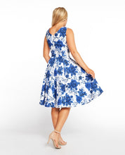 Load image into Gallery viewer, EVA ROSE- BLUE FLORAL FIT &amp; FLARE
