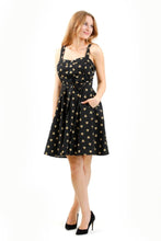 Load image into Gallery viewer, EVA ROSE-  BLACK BEE PRINT FIT &amp; FLARE
