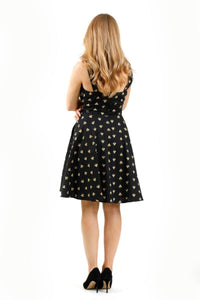 EVA ROSE-  BLACK BEE PRINT FIT & FLARE